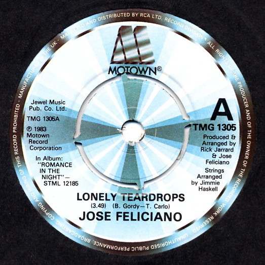 Jose Feliciano - Lonely Teardrops - Used Vinyl Record 7" image 1