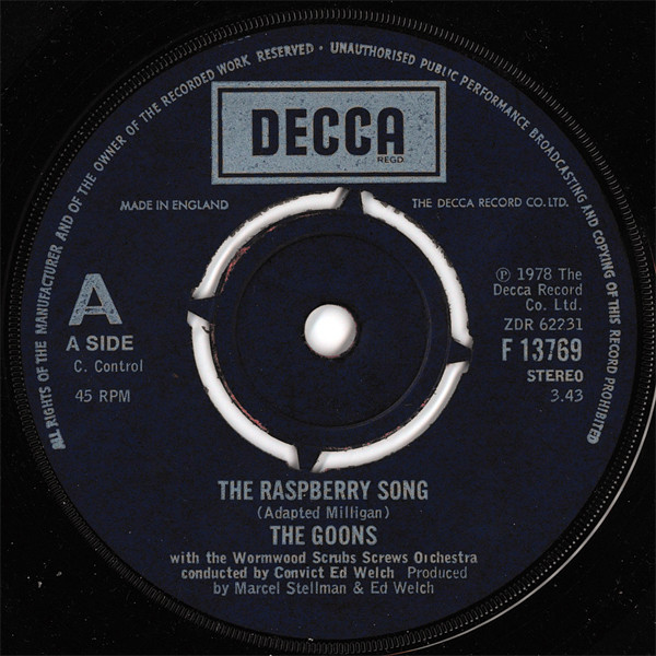 Goons - Raspberry Song - Used Vinyl Record 7" image 1