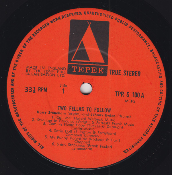 Harry Stoneham - Two Fellas To Follow - Used Vinyl Record image 1
