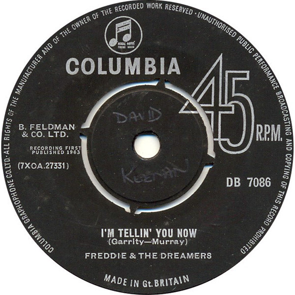 Freddie & The Dreame - I'm Tellin' You Now - Used Vinyl Record 7" image 1