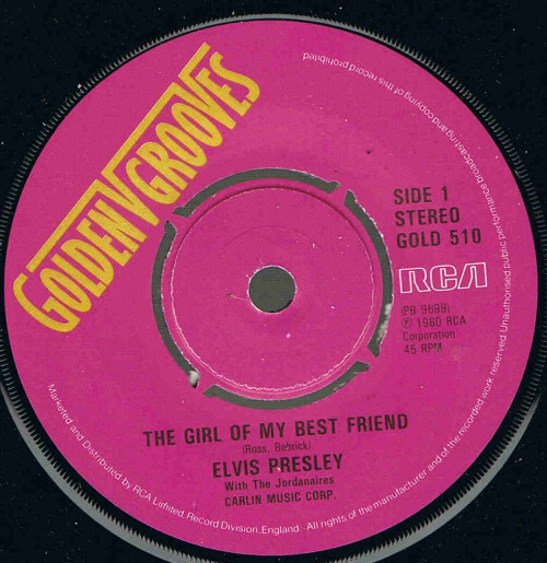 Elvis Presley - Girl Of My Best Friend / Suspicion - Used Vinyl Recor image 1