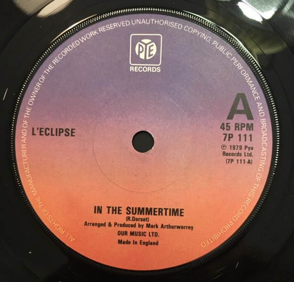 L'eclipse - In The Summertime - Used Vinyl Record 7" image 1