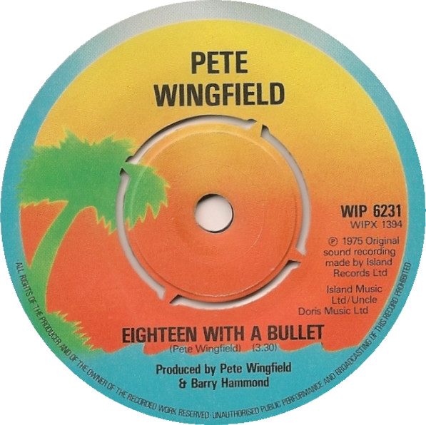 Pete Wingfield - Eighteen With A Bullet - Used Vinyl Record 7" image 1
