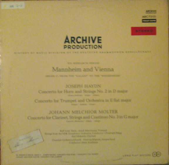 Concerto For Horn And Strings No. 2 In D Major / Concerto For Trumpet And Orchestra In E Flat Major / Concerto For Clarinet, Strings And Continuo No. 3 In G Major