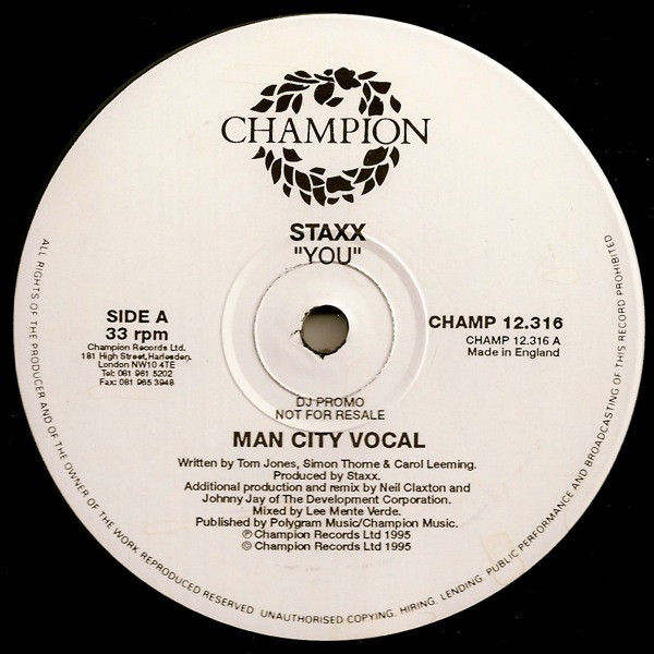 Staxx - You - Used Vinyl Record 12" image 1