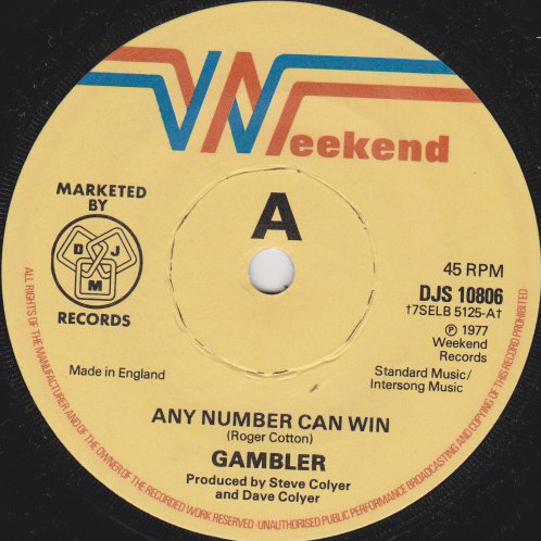 Gambler - Any Number Can Win - Used Vinyl Record 7" image 1