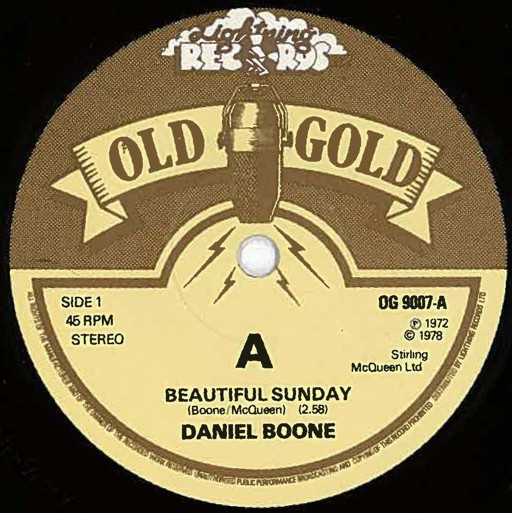 Daniel Boone - Beautiful Sunday - Used Vinyl Record 7" image 1