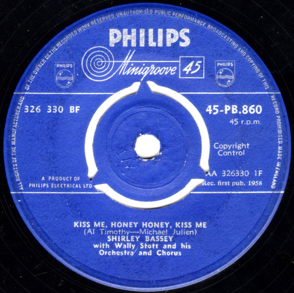 Shirley Bassey - Kiss Me, Honey Honey, Kiss Me - Used Vinyl Record 7" image 1