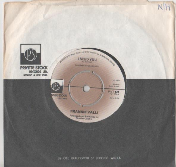 Frankie Valli - I Need You - Used Vinyl Record 7" image 1