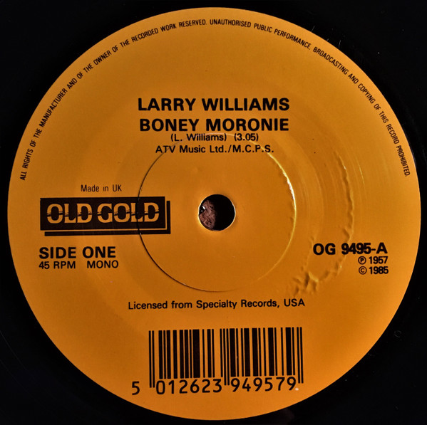 Larry Williams - Boney Moronie / Short Fat Fannie - Used Vinyl Record image 1