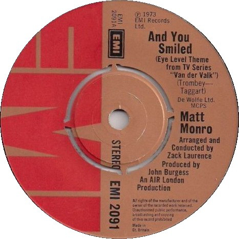 Matt Monro - And You Smiled - Used Vinyl Record 7" image 1