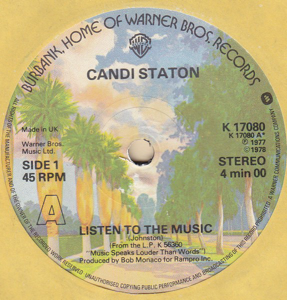 Candi Staton - Listen To The Music - Used Vinyl Record 7" image 1