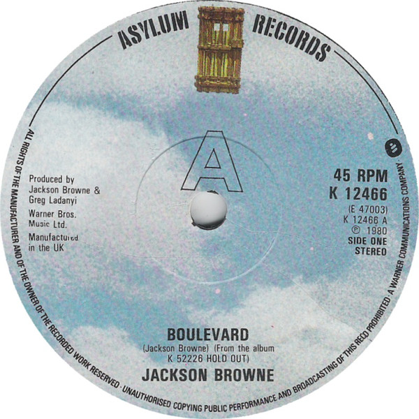 Jackson Browne - Boulevard - Used Vinyl Record 7" image 1
