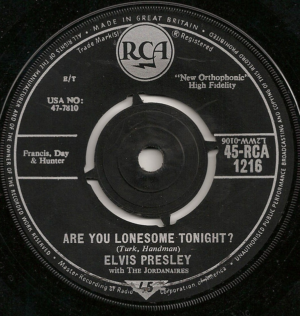 Elvis Presley - Are You Lonesome Tonight? - Used Vinyl Record 7" image 1