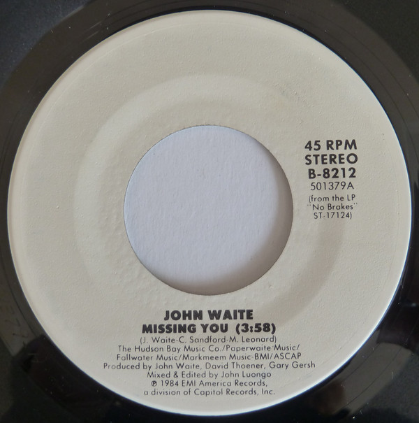 John Waite - Missing You - Used Vinyl Record 7" image 1