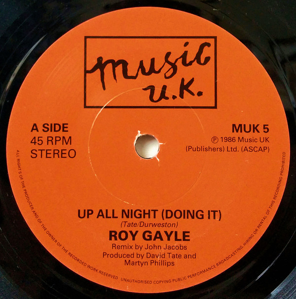Roy Gayle - Up All Night (Doing It) - Used Vinyl Record 7" image 1