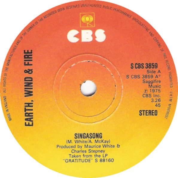Earth - Sing A Song - Used Vinyl Record 7" image 1