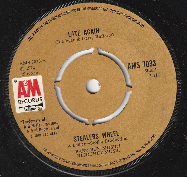 Stealers Wheel - Late Again - Used Vinyl Record 7" image 1