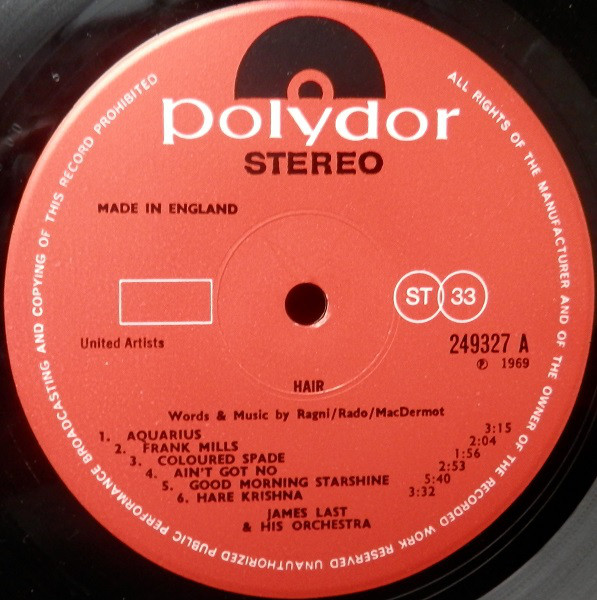 James Last - Hair - Used Vinyl Record image 1