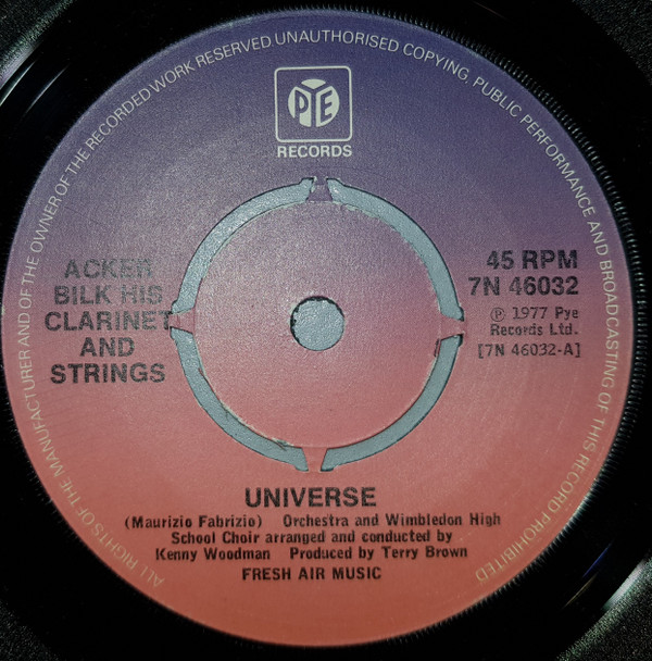 Acker Bilk His Clari - Universe - Used Vinyl Record 7" image 1
