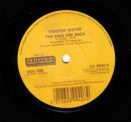 Twisted Sister - Kids Are Back - Used Vinyl Record 7" image 1