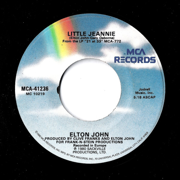 Elton John - Little Jeannie - Used Vinyl Record 7" image 1