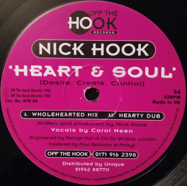 Nick Hook - Heart & Soul (Desire, Create, Control) - Used Vinyl Record 1 image 1