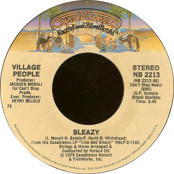 Village People - Sleazy - Used Vinyl Record 7" image 1