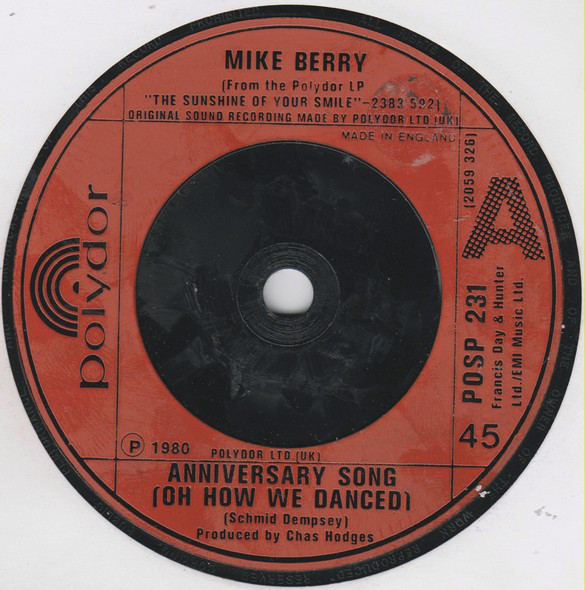 Mike Berry - Anniversary Song (Oh How We Danced) - Used Vinyl Record 7 image 1