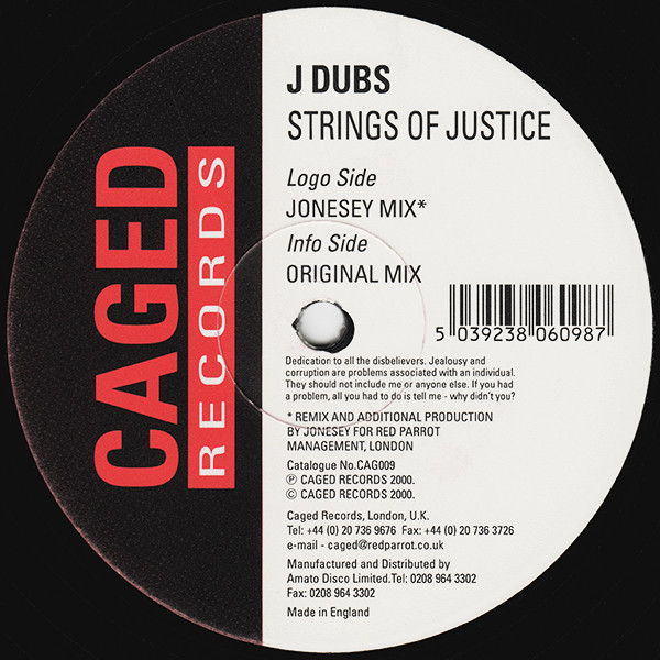 J-Dubs - Strings Of Justice - Used Vinyl Record 12" image 1