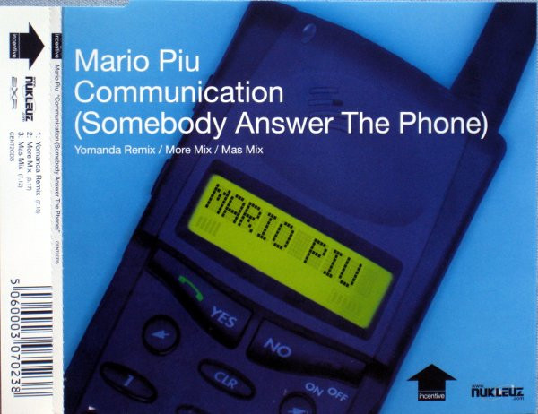 Mario Più - Communication (Somebody Answer The Phone) - Used CD image 1
