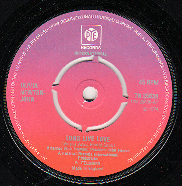 Olivia Newton-John - Long Live Love - Used Vinyl Record 7" image 1