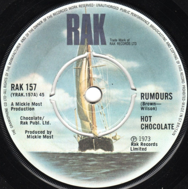 Hot Chocolate - Rumours - Used Vinyl Record 7" image 1