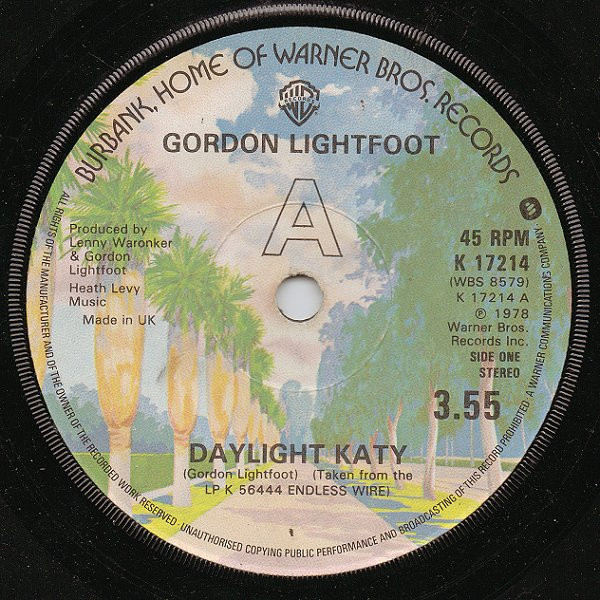 Gordon Lightfoot - Daylight Katy - Used Vinyl Record 7" image 1