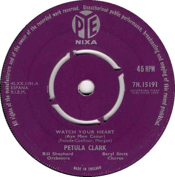 Petula Clark - Watch Your Heart - Used Vinyl Record 7" image 1