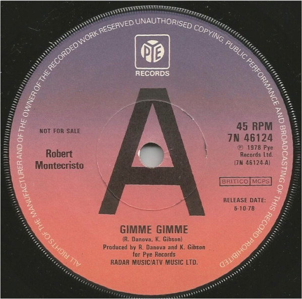 Roberto Montecristo - Gimme Gimme - Used Vinyl Record 7" image 1