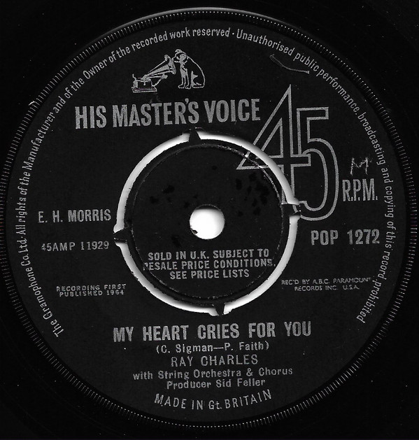Ray Charles - My Heart Cries For You - Used Vinyl Record 7" image 1