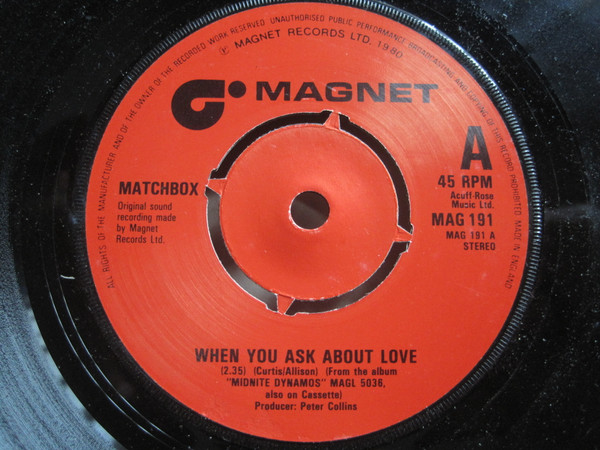 Matchbox - When You Ask About Love - Used Vinyl Record 7" image 1