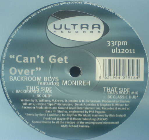 Backroom Boys - Can't Get Over - Used Vinyl Record 12" image 1