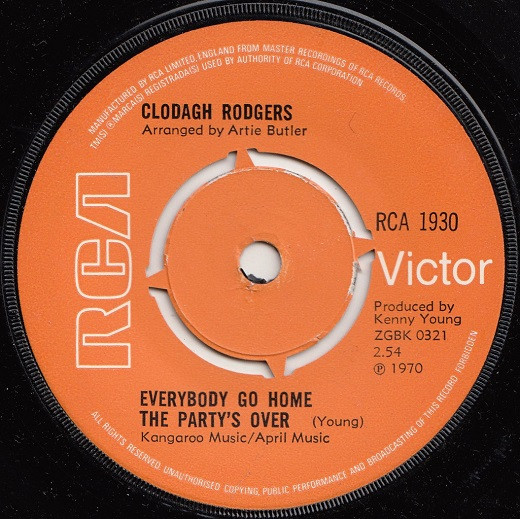 Clodagh Rodgers - Everybody Go Home The Party's Over - Used Vinyl Reco image 1