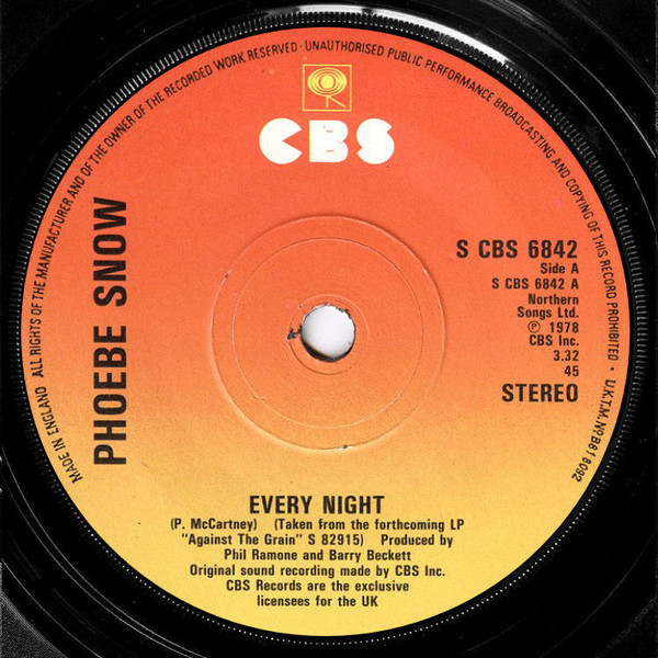 Phoebe Snow - Every Night - Used Vinyl Record 7" image 1