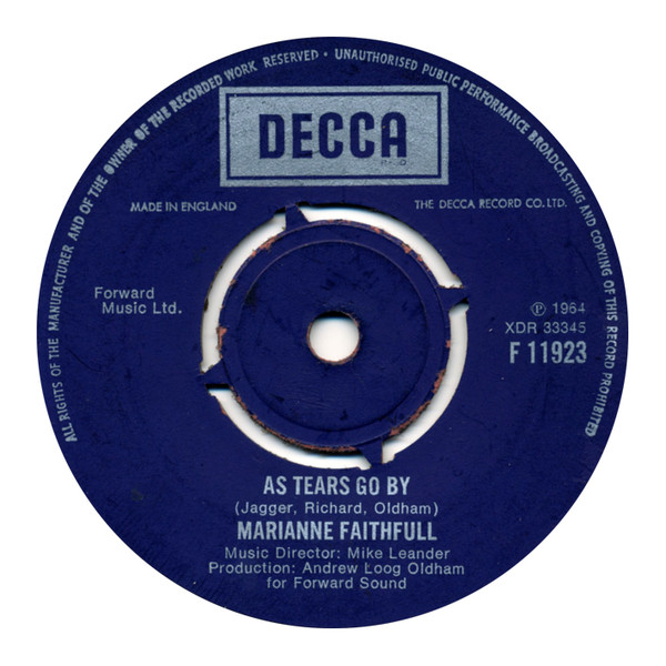 Marianne Faithfull - As Tears Go By - Used Vinyl Record 7" image 1