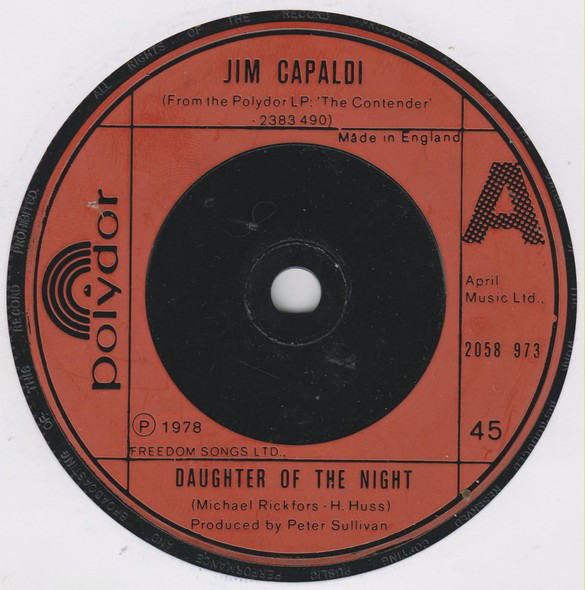 Jim Capaldi - Daughter Of The Night - Used Vinyl Record 7" image 1