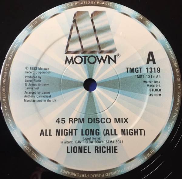 Lionel Richie - All Night Long (All Night) / Wandering Stranger - Used image 1