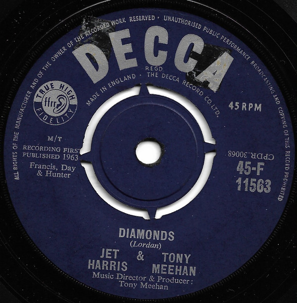 Jet Harris And Tony - Diamonds - Used Vinyl Record 7" image 1