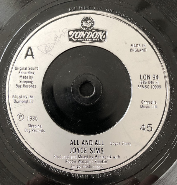 Joyce Sims - All And All - Used Vinyl Record 7" image 1