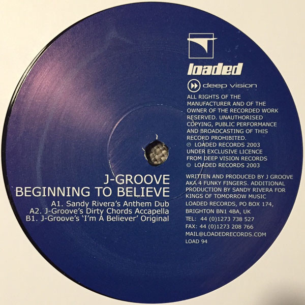 J-Groove - Beginning To Believe - Used Vinyl Record 12" image 1