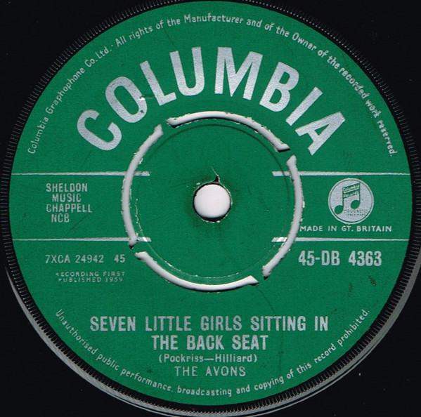 Avons - Seven Little Girls Sitting In The Back Seat - Used Vinyl Reco image 1