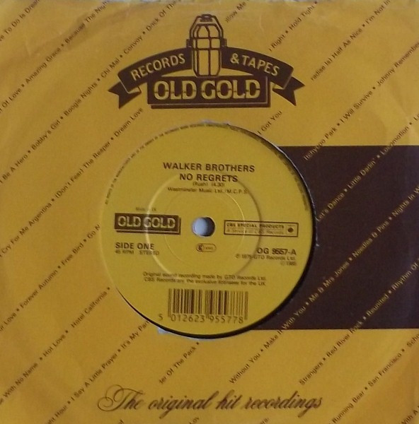 Walker Brothers - No Regrets / We're All Alone - Used Vinyl Record 7" image 1