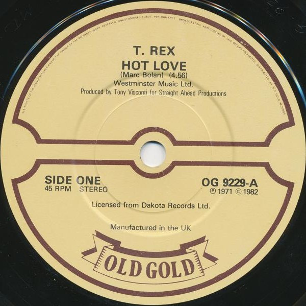 T. Rex - Hot Love / Ride A White Swan - Used Vinyl Record 7" image 1